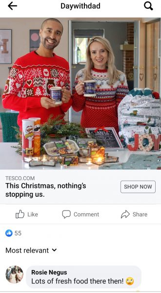 Tesco Christmas 2021 Facebook advert